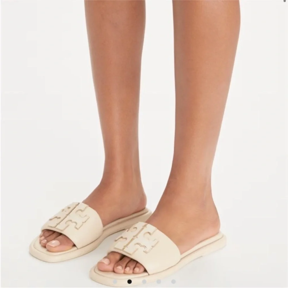 New Tory Burch double sport slide c width nappa leather